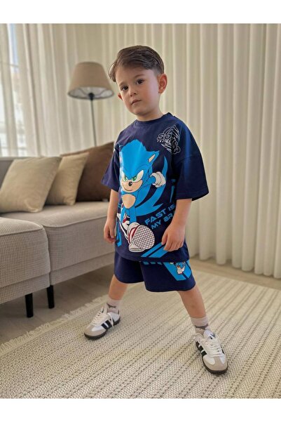 MİNİKO KİDS Boy's Sonic Modeled Cotton Shorts Suit