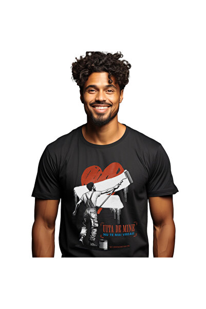 StoryGift Romania Tricou Barbati cu Barbat Zugrav inima stearsa, Valentine's ...
