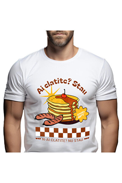 StoryGift Romania Tricou Barbati cu Turn Clatite Cu Aroma Si Cireasa Dulciuri...