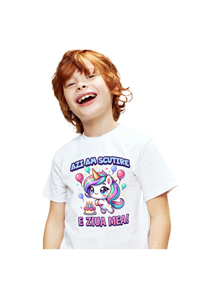 StoryGift Romania Tricou Copii cu Unicorn Vesel Multicolor Cu Coif Aniversar ...