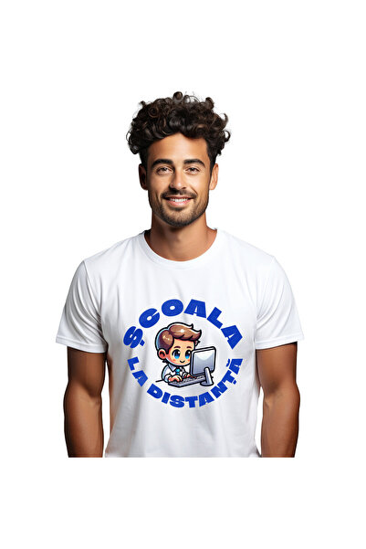 StoryGift Romania Tricou Barbati cu Barbat Brunet In Fata Monitorului Scoala ...