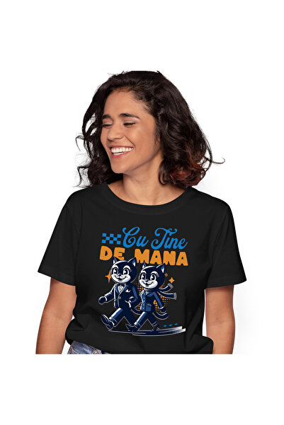 StoryGift Romania Tricou Femei cu Cuplu Pisici Vesele Se Tin De Mana, Iubire ...