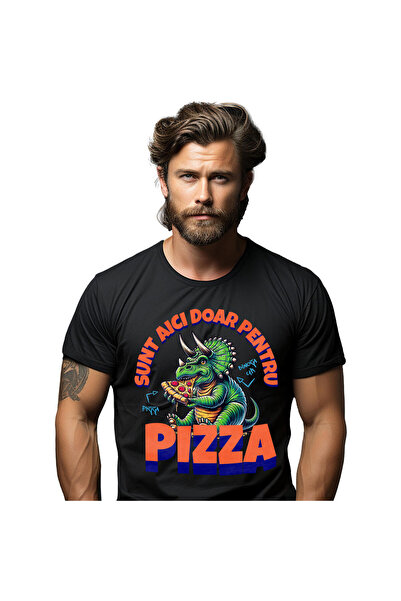 StoryGift Romania Tricou Barbati cu Dinozaur Verde Batran Cu Coarne Iubitor D...