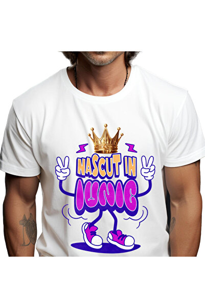 StoryGift Romania Tricou Barbati cu Coroana Regala Copii Adidasi Roz Iunie Zi...
