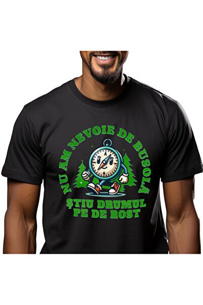StoryGift Romania Tricou Barbati cu Busola Animata mergatoare Intre Brazi Ver...