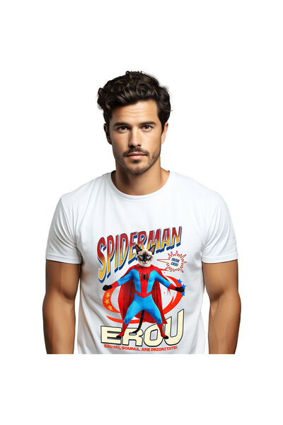 StoryGift Romania Tricou Barbati cu Siamez / Siamese Pisica In Costum de Spid...