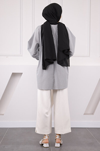 İmajButik Smoked Balloon Sleeve Striped Tunic