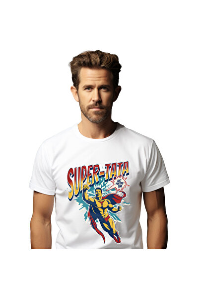 StoryGift Romania Tricou Barbati cu Super Erou In Zbor Tata Fiu Familie, Desene Animate, Copii cu ,White_L