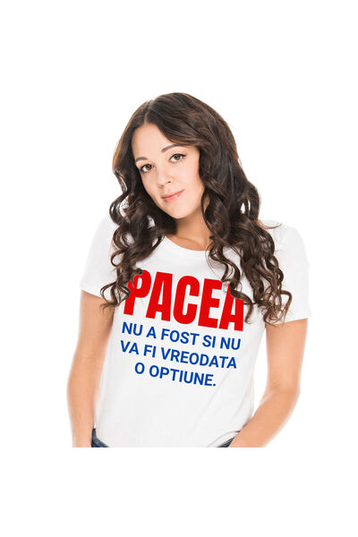 StoryGift Romania Tricou Femei cu Design Colorat Albastru Rosu Pace Liniste C...