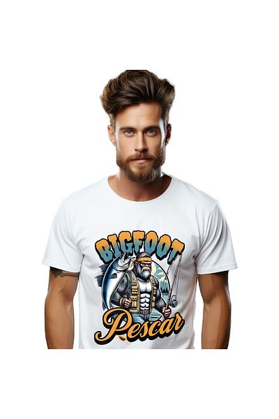 StoryGift Romania Men's T-shirt with Gorilla Monkey with Bandana and Fishing Vest Catching Huge Fish,White_XS