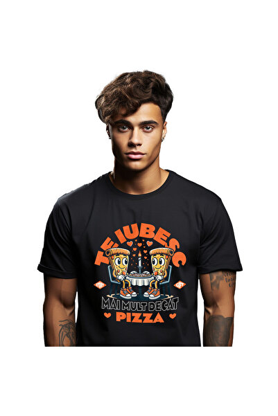 StoryGift Romania Tricou Barbati cu Intalnire Romantica Felii De Pizza, Iubir...