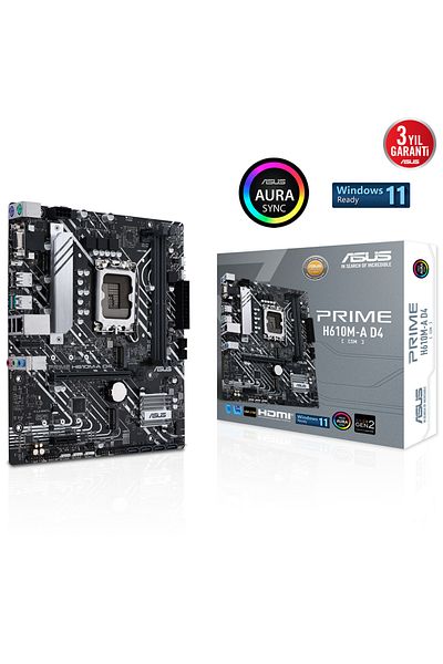 ASUS Prime H610M-A D4-Csm Intel H610 Socket 1700 Ddr4 3200Mhz Matx Gaming (Player) Motherboard