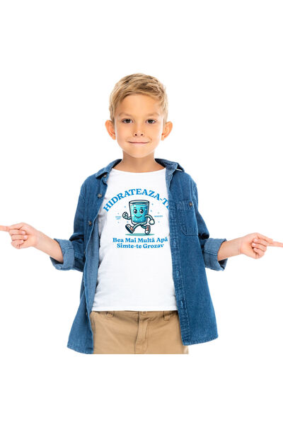 StoryGift Romania Tricou Copii cu Pahar De Apa Cistalina Mergator Vesel, Anim...