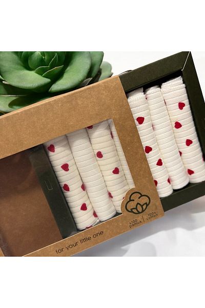 BYS TİCARET 100% Cotton Organic Baby Girl - Boy Mouth Wipes Set of 7 Boxed