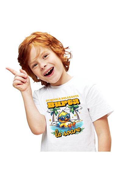 StoryGift Romania Tricou Copii cu Ratusca Galbena cu Ochelarii De Soare La Pl...