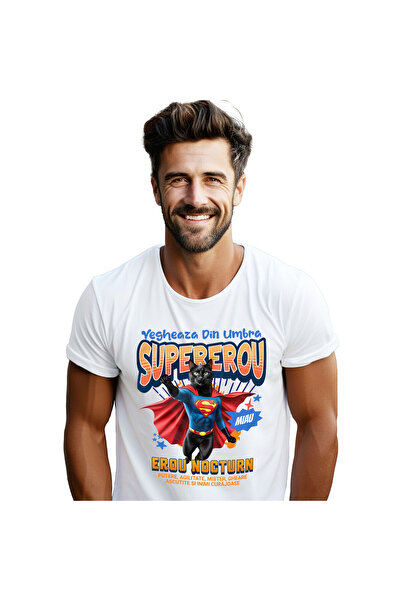 StoryGift Romania Tricou Barbati cu Luptataor Box Puternic Cu Par Inalt Campion Supereroi Personaj,White_S