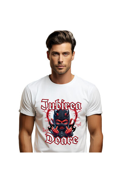 StoryGift Romania Tricou Barbati cu Diavol Aratand Semn Obscen, Impotriva Iub...