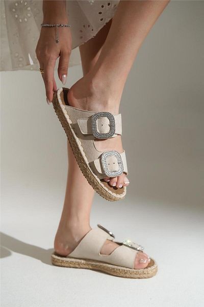 lovitto Straw Sole Stone Women's Slippers