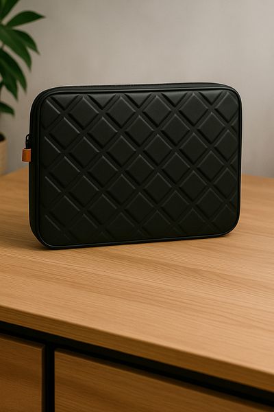 Arnee Black Embossed Motif Shockproof Notebook Bag for 13-14 Inch Laptop