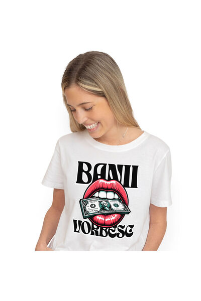 StoryGift Romania Tricou Femei cu Buze Rosii Femeie Cu Bancnota verde Bani Av...