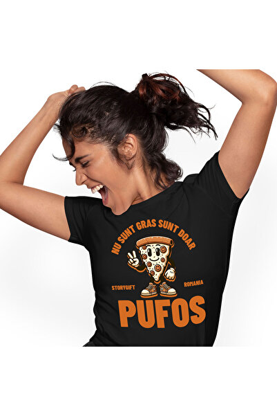 StoryGift Romania Tricou Femei cu Felie De Pizza Peperoni Cu Sneakers Rosii F...