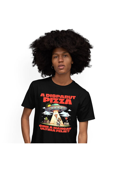 StoryGift Romania Tricou Barbati cu Nava Spatiala Curte Copil Cu Felie DE Piz...