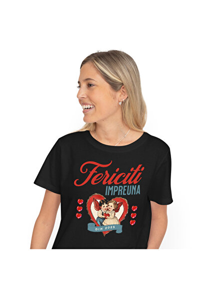 StoryGift Romania Tricou Femei cu Cuplu Copii Indragostiti, Ingeri Inima Rosi...