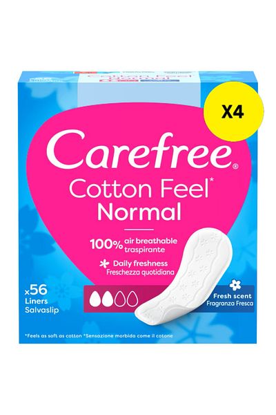 Carefree X4 - CAREFREE ABSORBANTE ZILNICE 56BUC FRESH SCENT COTTON EXTRACT