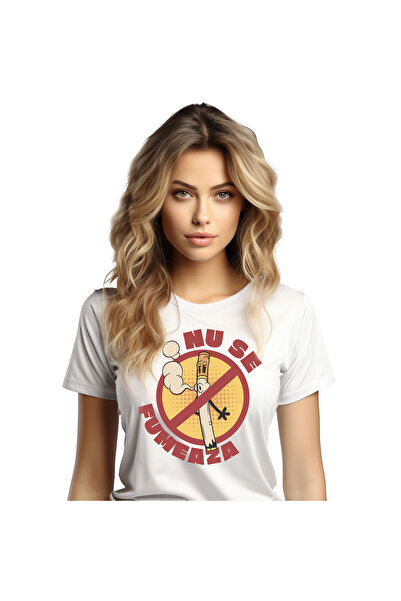 StoryGift Romania Tricou Femei cu Tigara Fumand Semn Interzis Vicii Sanatate ...