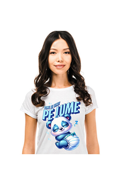 StoryGift Romania Tricou Femei cu Urs Panda Bebe Cu scutec Copil, Nou-nascut,...