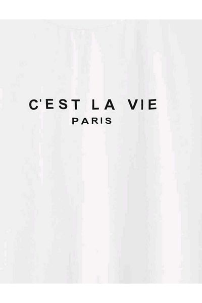 Viyalente Μπλουζάκι White Cest La Vie με στάμπα Oversize