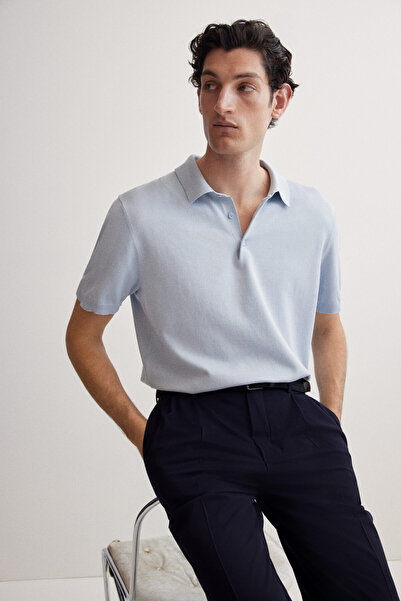 H&M İnce Triko Polo Tişört Regular Fit