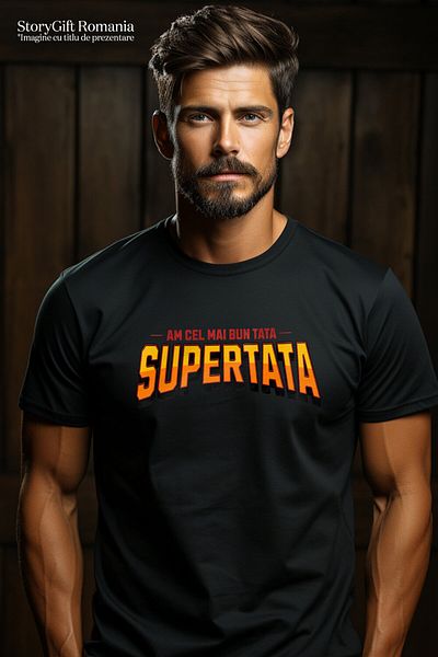 StoryGift Romania Tricou Barbati cu Design Stil Super Erou tataFamilie Copii Dragoste cu imprimeu ,Black_XL