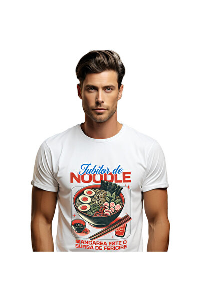 StoryGift Romania Tricou Barbati cu Iubitorii De Mancare asiatica Bol Supa Ra...