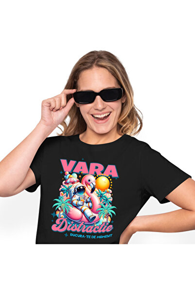 StoryGift Romania Tricou Femei cu Costum Spatial astronaut La Plaja Colac Pas...