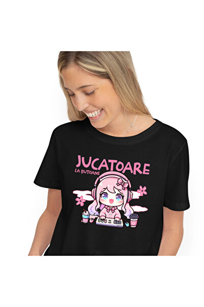 StoryGift Romania Tricou Femei cu Fata Stil Anime Cu Par Roz Si Funda Casti A...