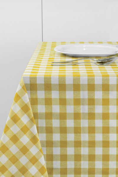 Soft Kare Sarı Büyük Kare Desen Pötikareli Sofra Bezi Masa Piknik Örtüsü