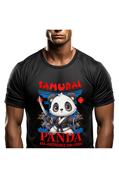 StoryGift Romania Tricou Barbati cu Urs Panda Samurai Cu Costum De Karate Si ...