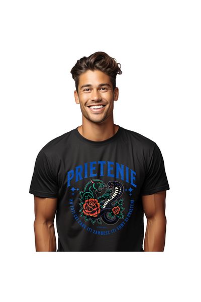 StoryGift Romania Men's T-Shirt with Fighting Dangerous Animals Snake and Angry Tiger Red Roses,Black_XS