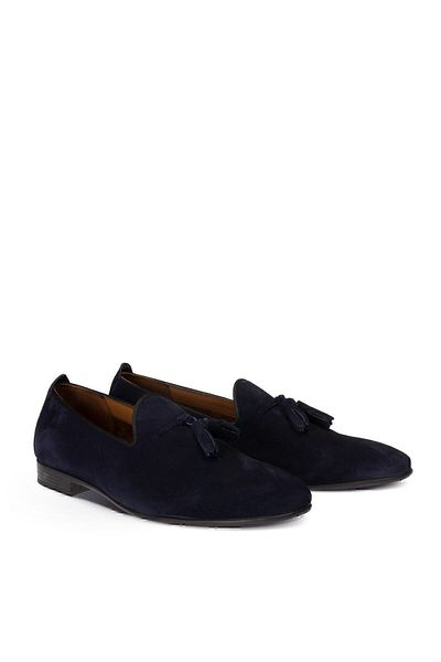 Deery Γνήσιο Loafer με φούντα από καστόρι Navy Blue