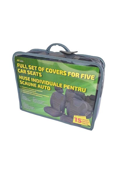 RO GROUP Huse Scaune Auto Individuale 5 locuri RoGroup din material textil rezistent, negru