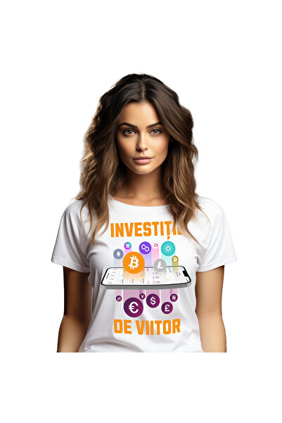 StoryGift Romania Tricou Femei cu Telefon Mobil cu Criptomonede Bitcoin, Inve...