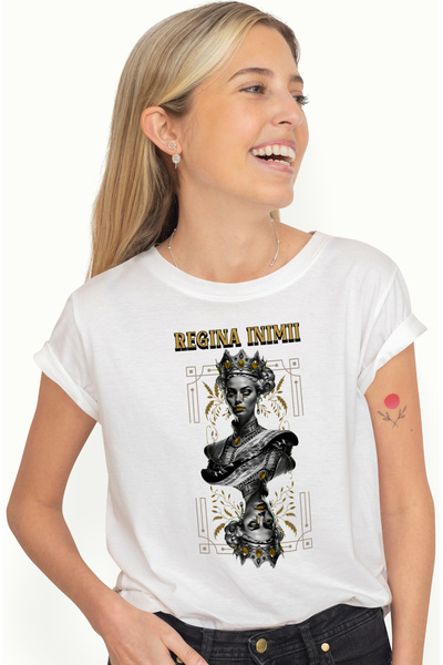 StoryGift Romania Tricou Femei regina inimii femeie plangand carte de joc cu ...