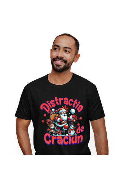 StoryGift Romania Tricou Barbati cu Mos Craciun Bataie Cu Bulgari Ren Om De Z...
