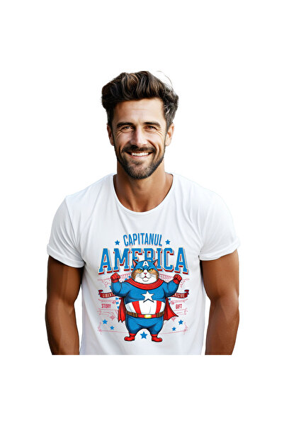 StoryGift Romania Tricou Barbati cu Pisica Amuzanta, Pufoasa si Grasa In Cost...