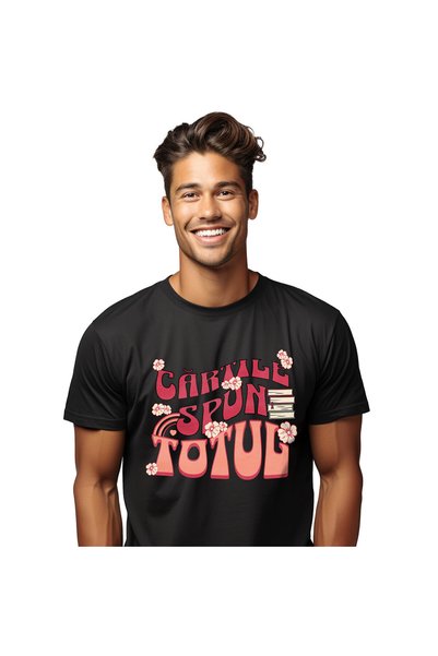 StoryGift Romania Ανδρικό T-shirt με στοίβα βιβλίων που μελετάει, πολύχρωμα λ...
