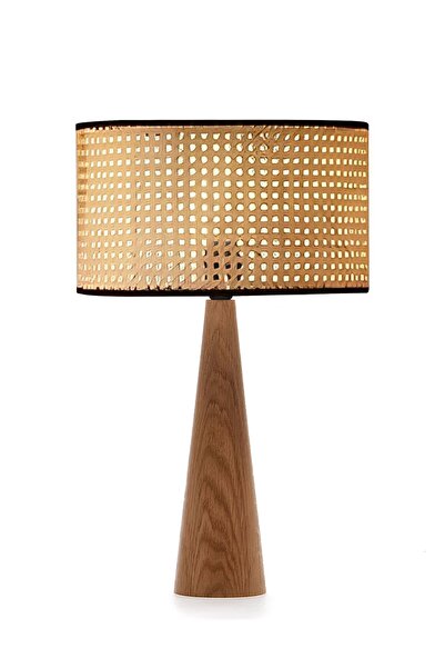 HOMİNG Lucca Wooden Body - Original Hazeran Rattan Lampshade Ayd-3571