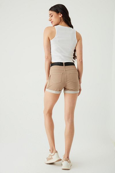 Select Moda Women's Brown Belt Detailed Mini Shorts