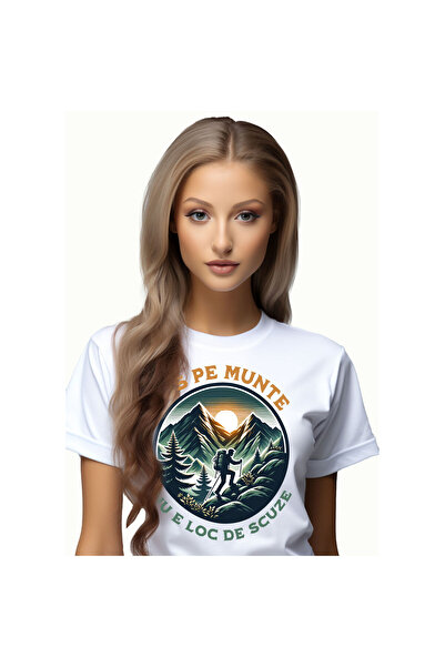 StoryGift Romania Tricou Femei cu Barbat In Varful Muntelui Apus De Soare, Na...