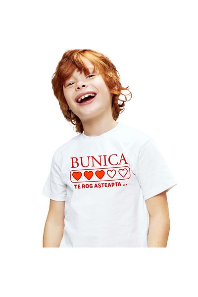 StoryGift Romania Tricou Copii cu Inimioare Umplute Culoare Sau Goale, Bunica, Dragoste, Familie c,White_6ANI